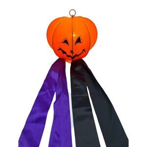 VTG 1999 Trendmasters Nylon Halloween Pumpkin Jack O Lantern Hanging Light Lamp